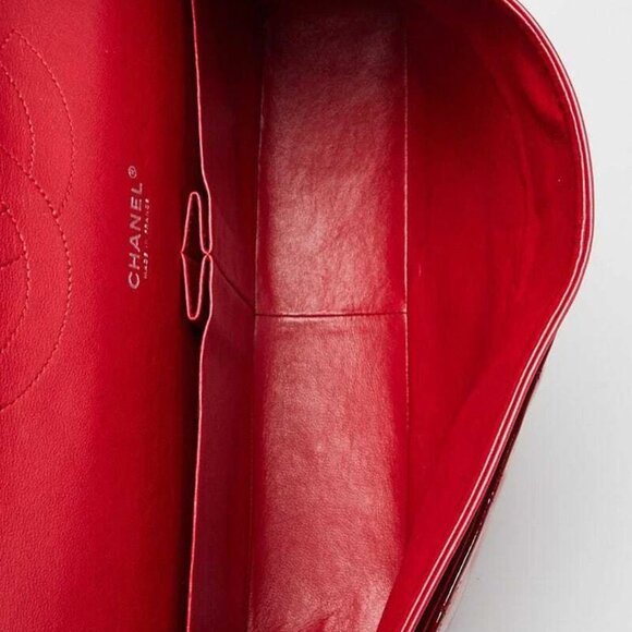 Chanel Red Quilted Patent Leather Classic Maxi Double Flap Bag - Picture 4 of 10